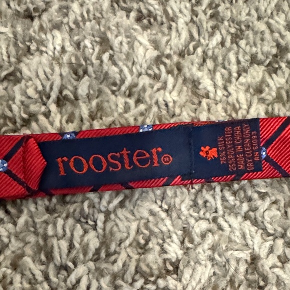 Rooster Red and Blue Patterned Bow Tie - Picture 2 of 4